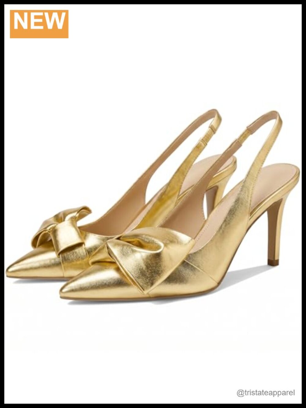 Slingback Stiletto Heels Pointed Toe Bow Detail 3.3 inch Pumps Size 5-10